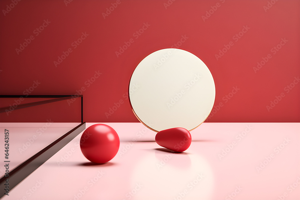 Poster 3d geometric shapes. realistic render design. abstract colored minimalistic composition. generate ai