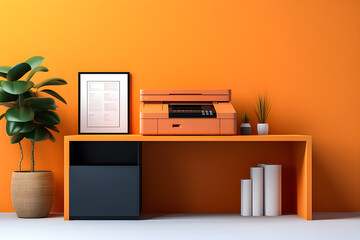 printer in the office, minimal scene, 3d render, generate AI