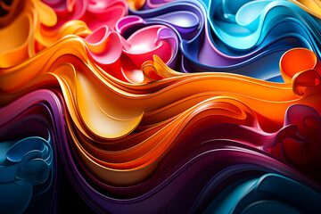 Geometric stripes similar to waves. Abstract   colorful  glowing crossing lines pattern. 3d illustration,  generate AI