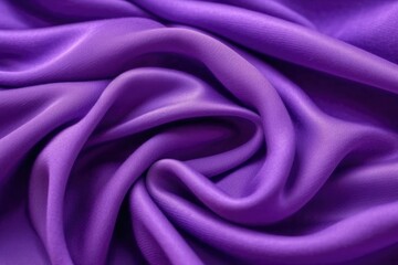 Closeup of rippled purple satin fabric texture background