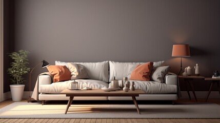 interior mockup showcasing a snug living room - Powered by Adobe
