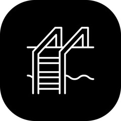 Pool hotel icon with black filled outline style. pool, hotel, sport, water, swim, outline, wave. Vector illustration