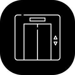 Elevator hotel icon with black filled line outline. elevator, lift, building, office, steel, floor, door. Vector illustration