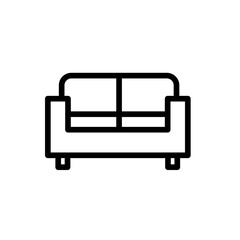 Armchair hotel icon with black outline style. armchair, chair, sofa, interior, home, furniture, room. Vector Illustration