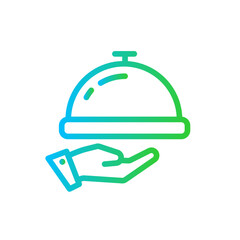 Service hotel icon with blue and green gradient outline style. service, business, help, customer, sign, support, communication. Vector Illustration