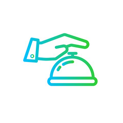 Bell hotel icon with blue and green gradient outline style. bell, sign, notification, alarm, call, element, alert. Vector Illustration