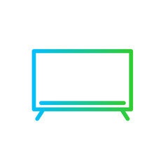 Television hotel icon with blue and green gradient outline style. television, tv, technology, symbol, screen, video, media. Vector Illustration
