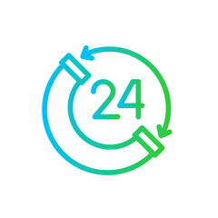 Hotline hotel icon with blue and green gradient outline style. service, call, customer, business, contact, hotline, support. Vector Illustration