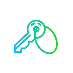 Key hotel icon with blue and green gradient outline style. key, safe, lock, security, unlock, protection, safety, . Vector Illustration