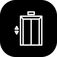 Elevator hotel icon with black filled line outline style. elevator, symbol, sign, up, down, building, lift. Vector Illustration