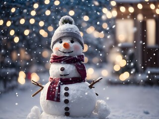 snowman on the snow outdoor