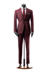 A straightforward full-body view of a mannequin dressed in an Italian suit isolated PNG