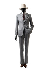 Obraz na płótnie Canvas A straightforward full-body view of a mannequin dressed in an Italian suit isolated PNG