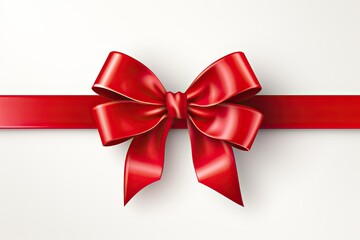 Red gift ribbon and bow, isolated on white background