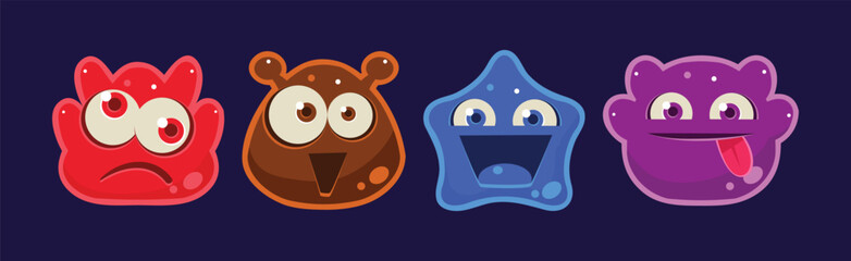 Funny Jelly Characters Emotion with Muzzle Vector Set