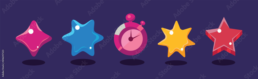 Poster game icon and glossy ui design element vector set