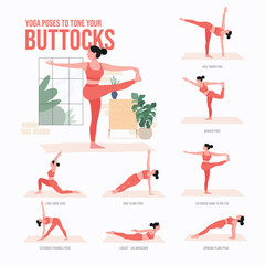 Yoga poses to Tone your Buttocks. Young woman practicing Yoga pose. Woman workout fitness, aerobic and exercises.