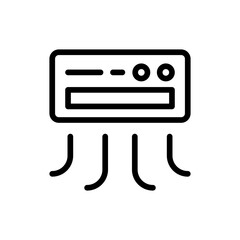 Air conditioner hotel icon with black outline style. air, design, cooling, fan, symbol, cool, heat. Vector Illustration