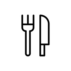 Cutlery hotel icon with black outline style. restaurant, cutlery, fork, meal, knife, dinner, kitchen. Vector Illustration