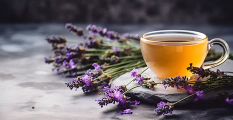 Wandaufkleber cup of tea with lavender © Micro