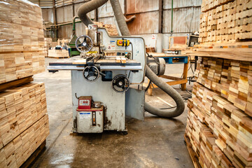 Industry wood turners measure and calculate right size of workpiece dimension using hand and...