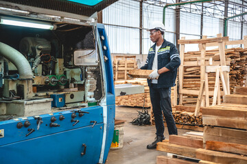 Industry wood turners measure and calculate right size of workpiece dimension using hand and factory power tools, Cut, shape, rotate, smooth, balance fixtures based on measurements and requirements. - obrazy, fototapety, plakaty