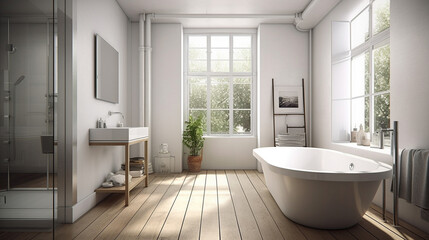 Fototapeta na wymiar 白い内装のバスルーム　インテリアイメージ