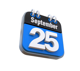 25 September Calendar 3d icon