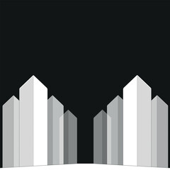 Architecture construction. Abstract line buildings. Digital geometric art. Tech business tower. Futuristic city.
