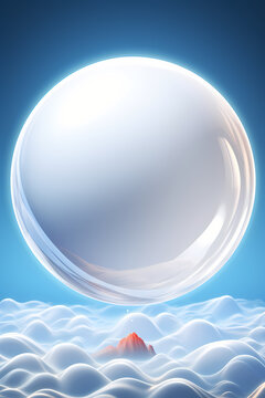 sky background with an image of a white ball above the clouds