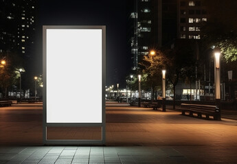 Space billboard commercial poster advertise board blank white street empty city