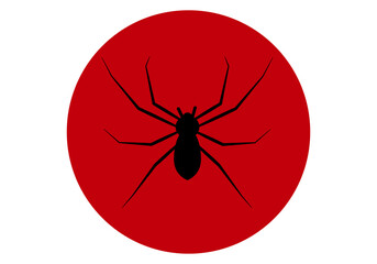 Icono de una araña. Icono de insectos en negro sobre círculo rojo
