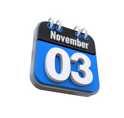 03 November Calendar 3d icon