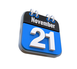 21 November Calendar 3d icon
