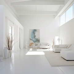 a white room white walls white floor include sheens powerful strong feel background style
