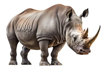 Isolated Lonely Rhinoceros With Powerful Body As A Symbol Of Wildlife Conservation - Generative AI