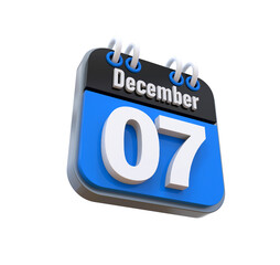 07 December Calendar 3d icon