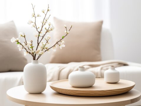 Close Up Of Fabric Sofa With White And Terra Cotta Pillows. French Country Home Interior Design Of Modern Living Room.