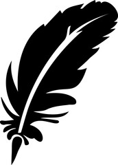 Monochrome drawing presenting a bird feather writing pen symbol in vector form