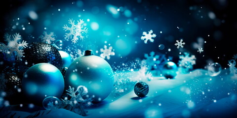 Obraz premium Christmas-themed background with snowflakes and ornaments Generative AI