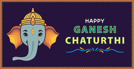 Lord Ganpati on Ganesh Chaturthi wishes banner, card poster invitation card, Ganesh Chaturthi festival of India