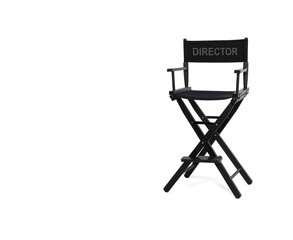 Directors chair isolated on a white background. Space for text. Vacant chair. The concept of...