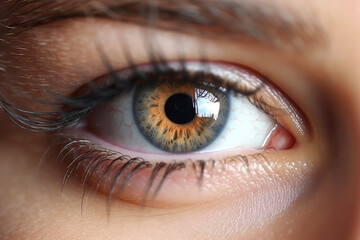 Obraz premium 若い女性の目元のクローズアップ「AI生成画像」