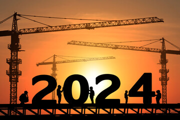 Silhouette staff works as a to prepare to welcome the new year 2024