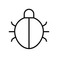 Bug cyber security icon with black outline style. bug, set, outline, line, symbol, computer, sign. Vector Illustration