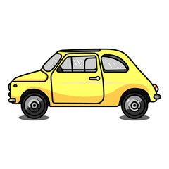 A yellow retro car