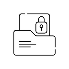 File cyber security icon with black outline. file, document, business, folder, information, management, office. Vector illustration