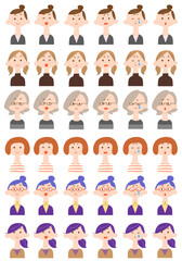 6人の女性の6種類の表情のイラスト_1
