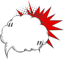 Pop art polka dots halftone speech bubble balloon with quotation marks, icon sticker memo keyword planner text box banner, flat png transparent element design