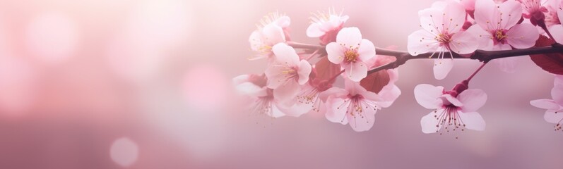 Spring pink flowers banner